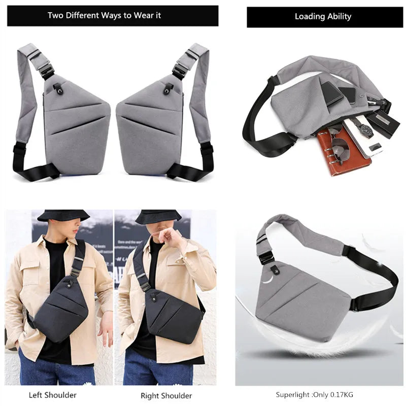 Fengdong men ultra thin anti-theft small chest bag mini cross body bags male one shoulder sling bag for travel boy sports bag