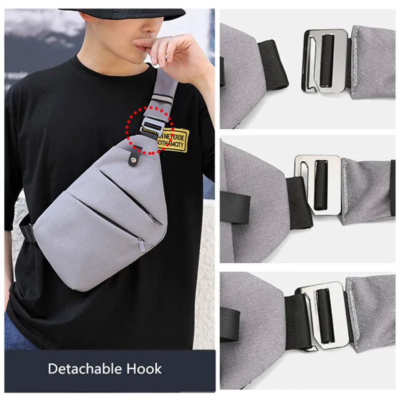 Fengdong men ultra thin anti-theft small chest bag mini cross body bags male one shoulder sling bag for travel boy sports bag