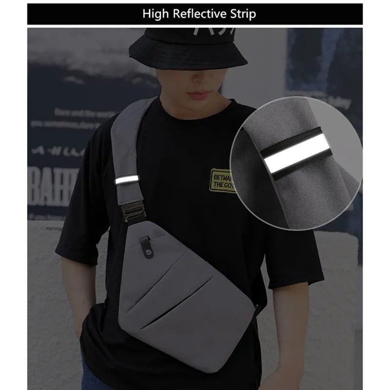 Fengdong men ultra thin anti-theft small chest bag mini cross body bags male one shoulder sling bag for travel boy sports bag