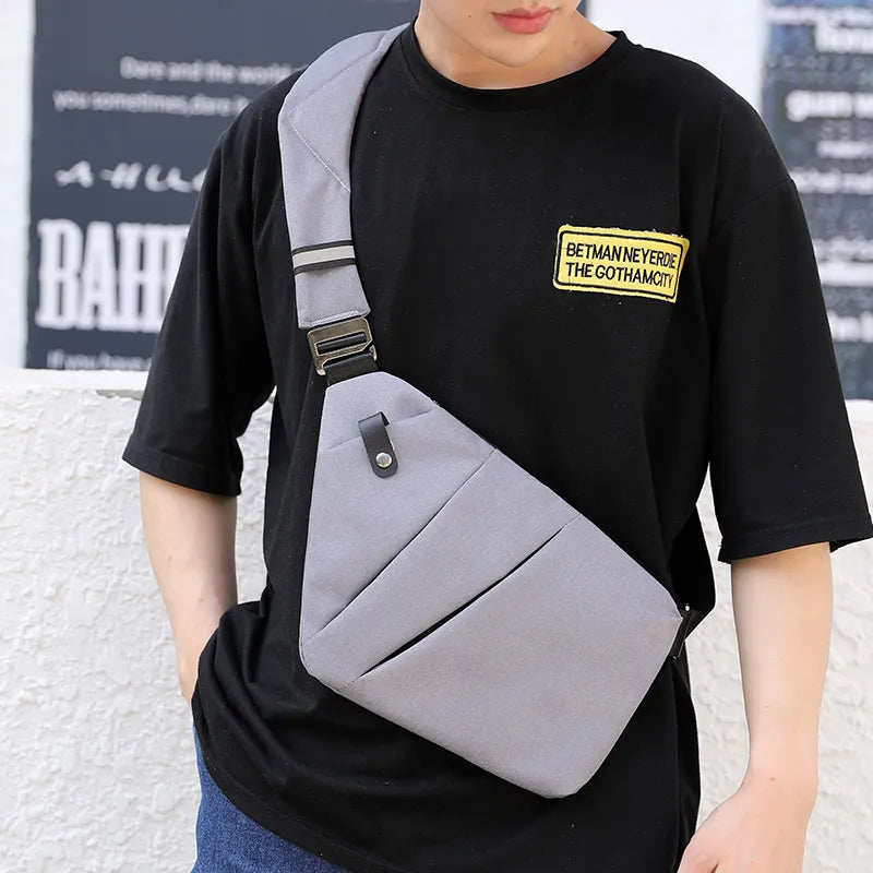 Fengdong men ultra thin anti-theft small chest bag mini cross body bags male one shoulder sling bag for travel boy sports bag